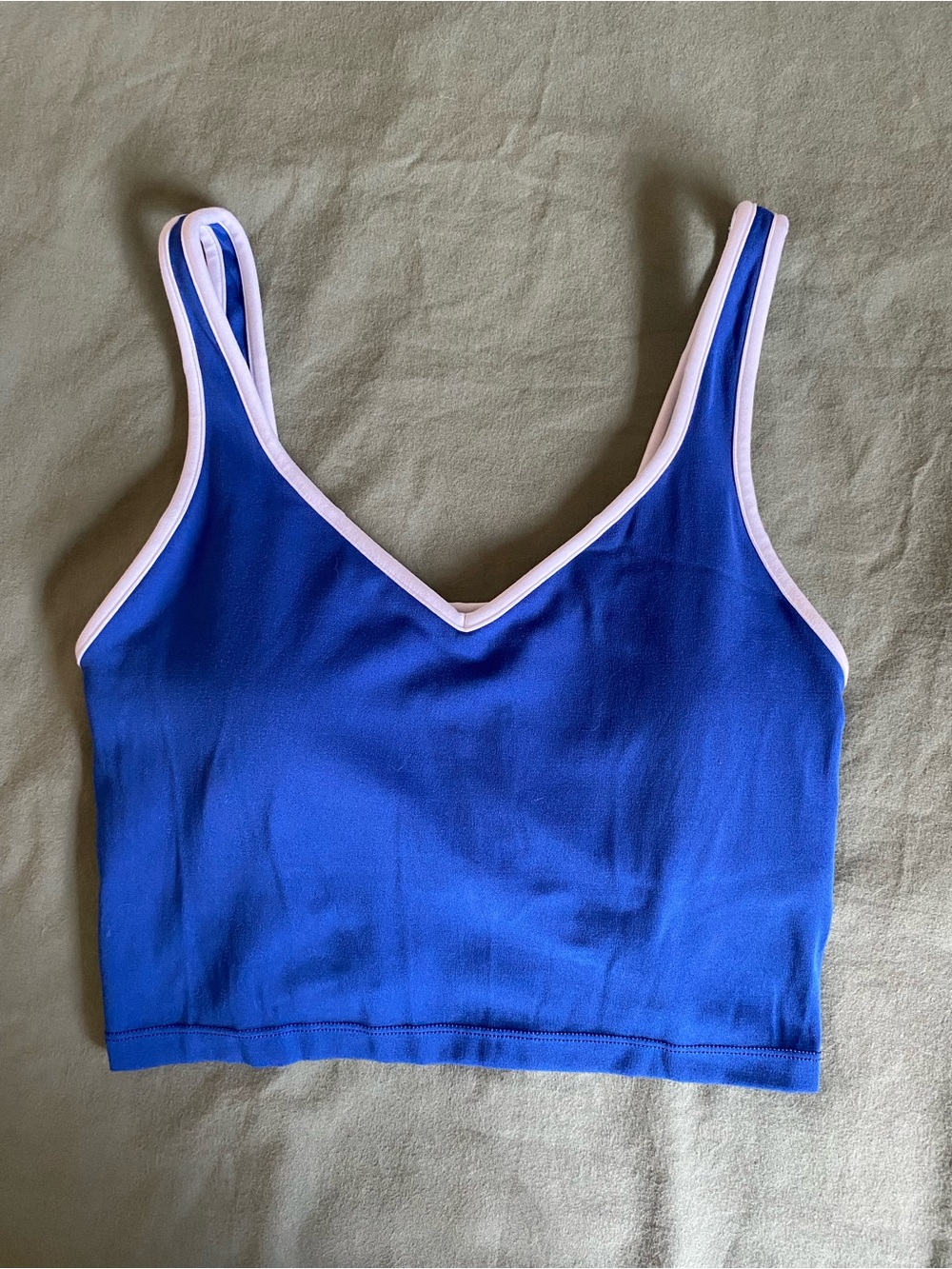 Offline by aerie Cobalt Blue Crop Bralette with White Trim